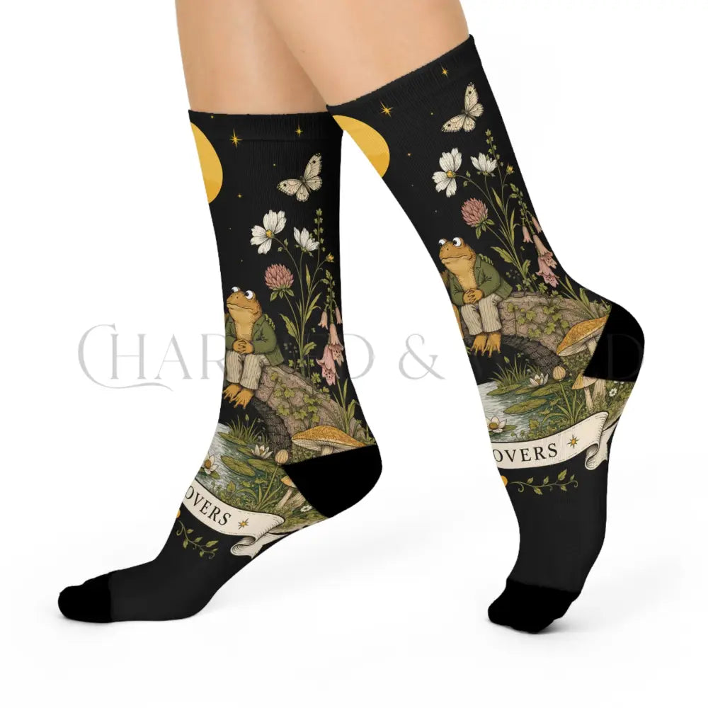 The Lovers Frog Wildflower Socks - One size / 3/4 Crew - All Over Prints