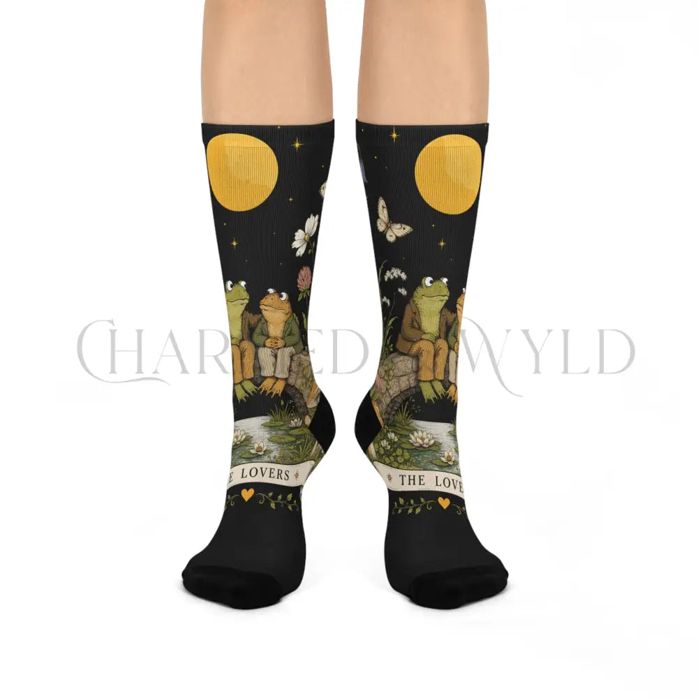 The Lovers Frog Wildflower Socks - One size / 3/4 Crew - All Over Prints