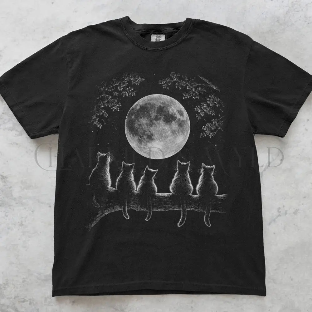 The Moon Watchers Cat T-Shirt - T-Shirt