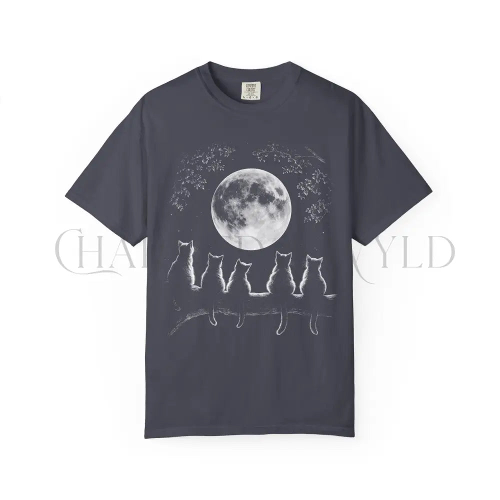 The Moon Watchers Cat T-Shirt - Navy / S - T-Shirt