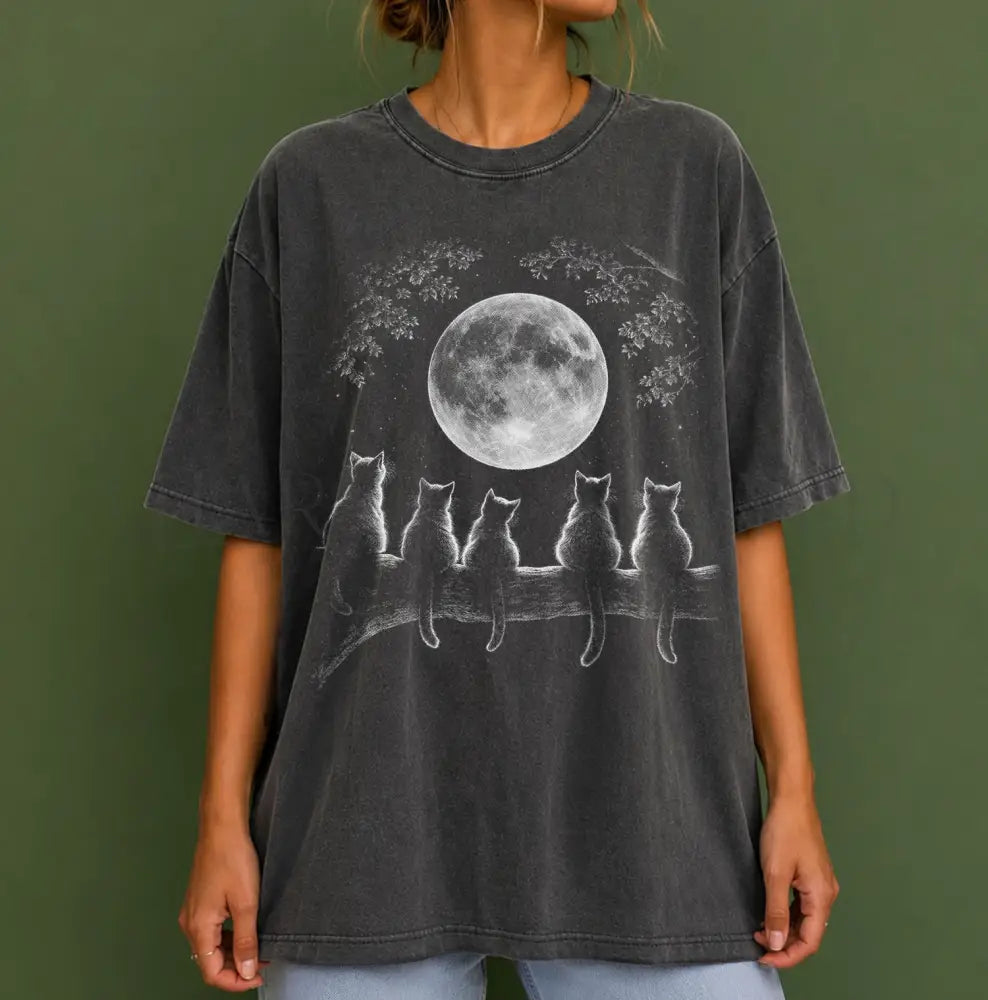 The Moon Watchers Cat T-Shirt - Pepper / S - T-Shirt