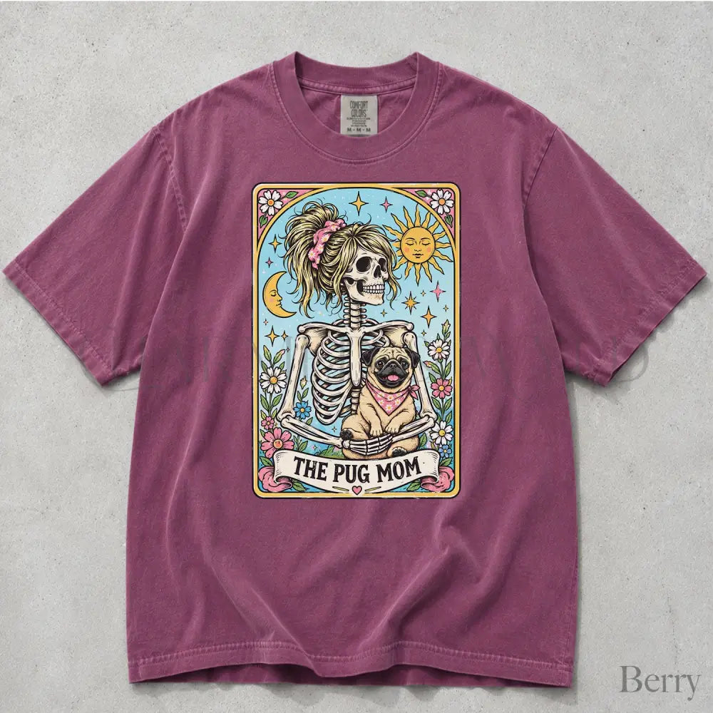 The Pug Mom Tarot Comfort Colors T-Shirt - Berry / S - T-Shirt