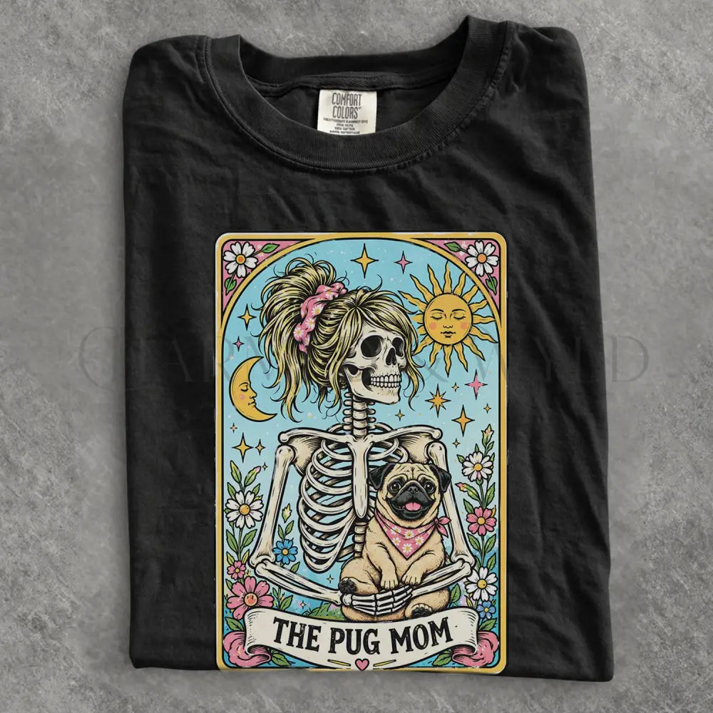 The Pug Mom Tarot Comfort Colors T-Shirt - Black / S - T-Shirt