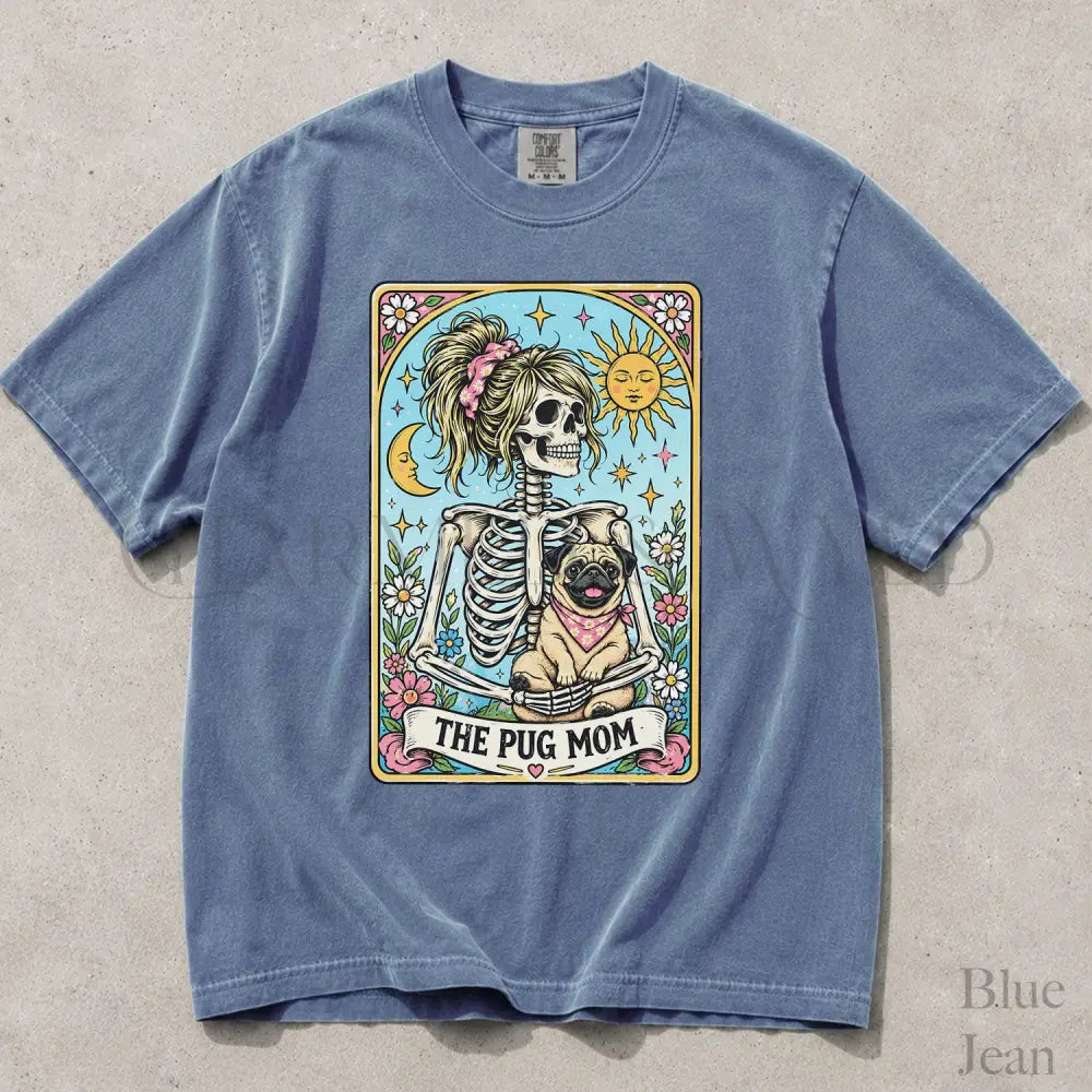 The Pug Mom Tarot Comfort Colors T-Shirt - Blue Jean / S - T-Shirt
