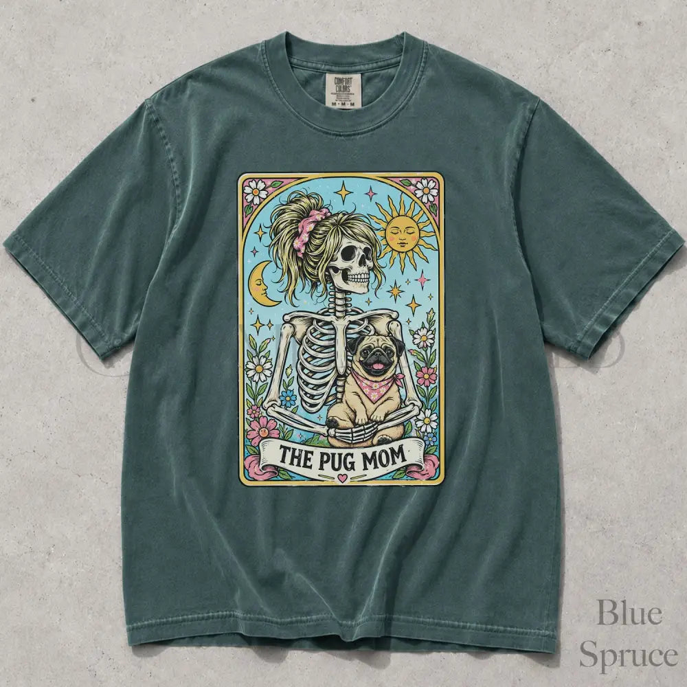The Pug Mom Tarot Comfort Colors T-Shirt - Blue Spruce / S - T-Shirt