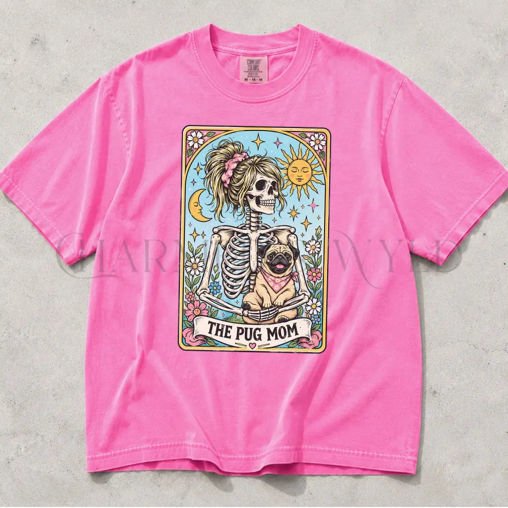 The Pug Mom Tarot Comfort Colors T-Shirt - Neon Pink / S - T-Shirt