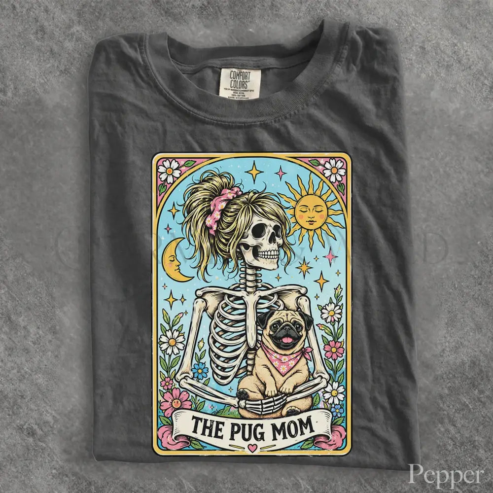 The Pug Mom Tarot Comfort Colors T-Shirt - Pepper / S - T-Shirt