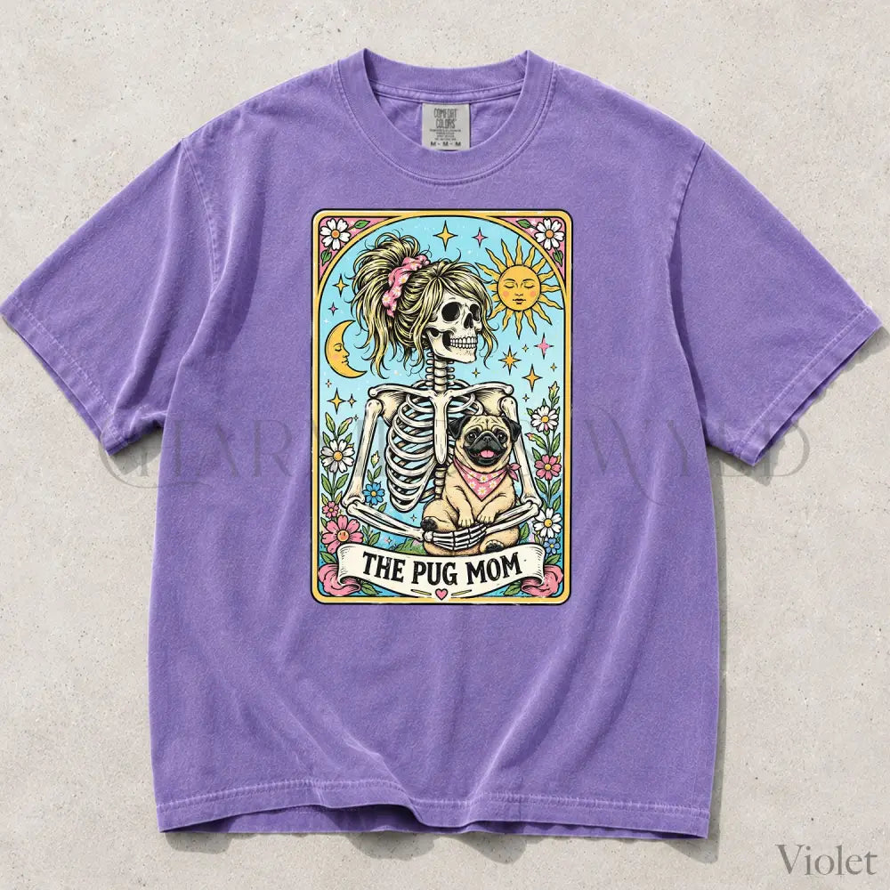 The Pug Mom Tarot Comfort Colors T-Shirt - Violet / S - T-Shirt