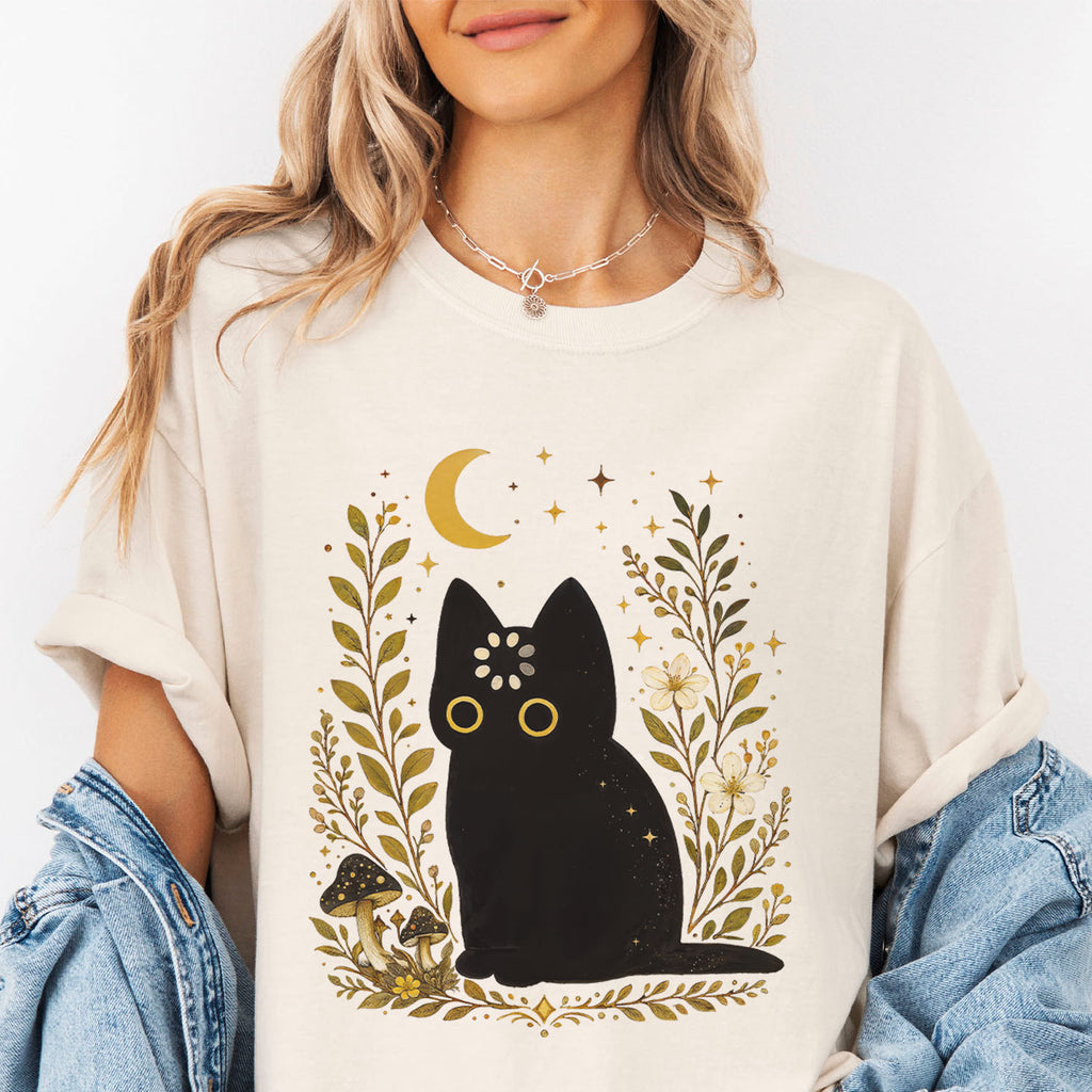 Black Cat Thinking T-Shirt