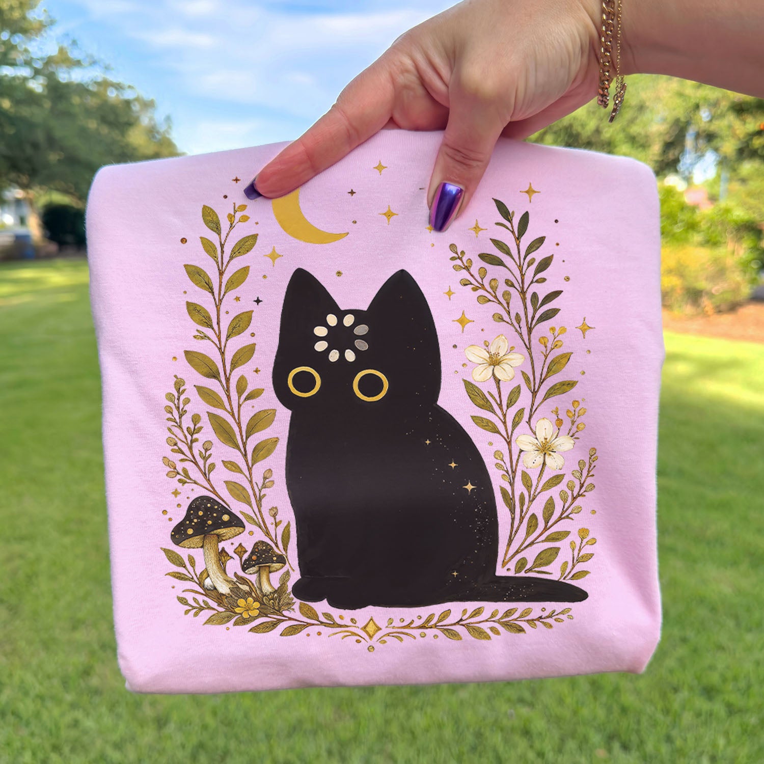 Black Cat Thinking T-Shirt