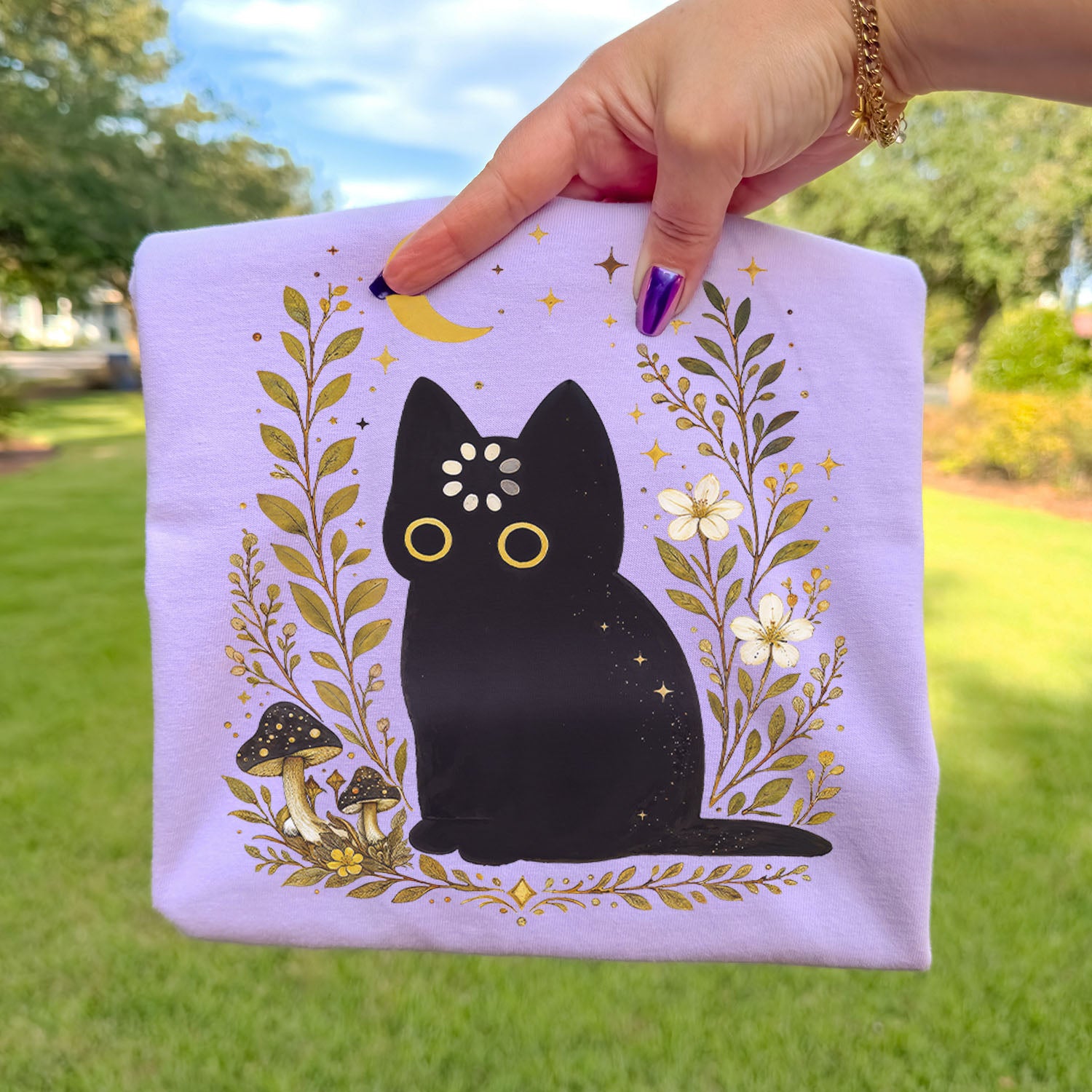 Black Cat Thinking T-Shirt