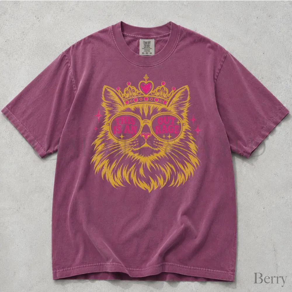 This Is An Outrage Cat Princess Comfort Colors T-Shirt - Berry / S - T-Shirt