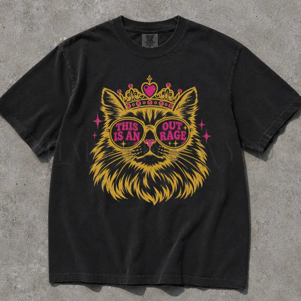 This Is An Outrage Cat Princess Comfort Colors T-Shirt - Black / S - T-Shirt