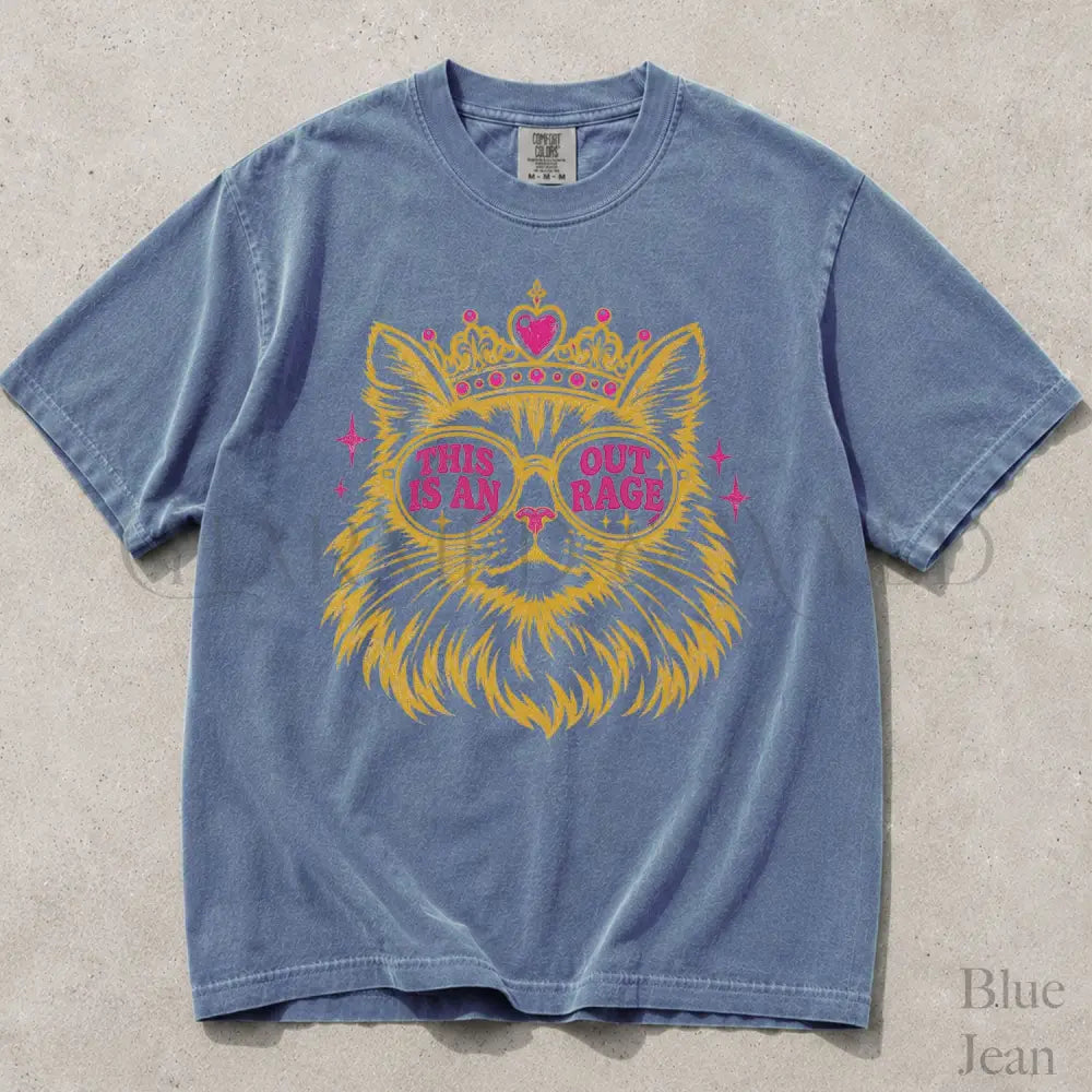 This Is An Outrage Cat Princess Comfort Colors T-Shirt - Blue Jean / S - T-Shirt