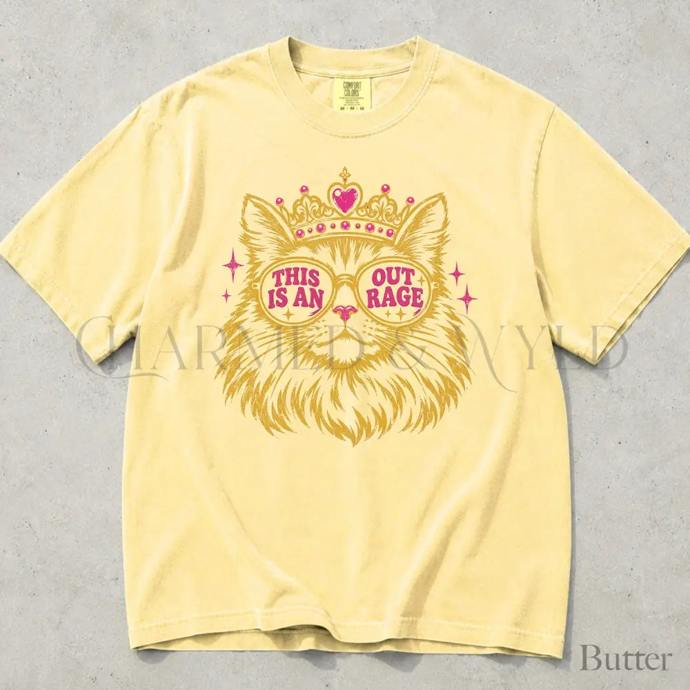 This Is An Outrage Cat Princess Comfort Colors T-Shirt - Butter / S - T-Shirt