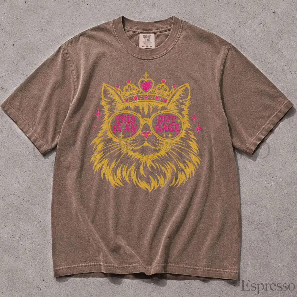 This Is An Outrage Cat Princess Comfort Colors T-Shirt - Espresso / S - T-Shirt
