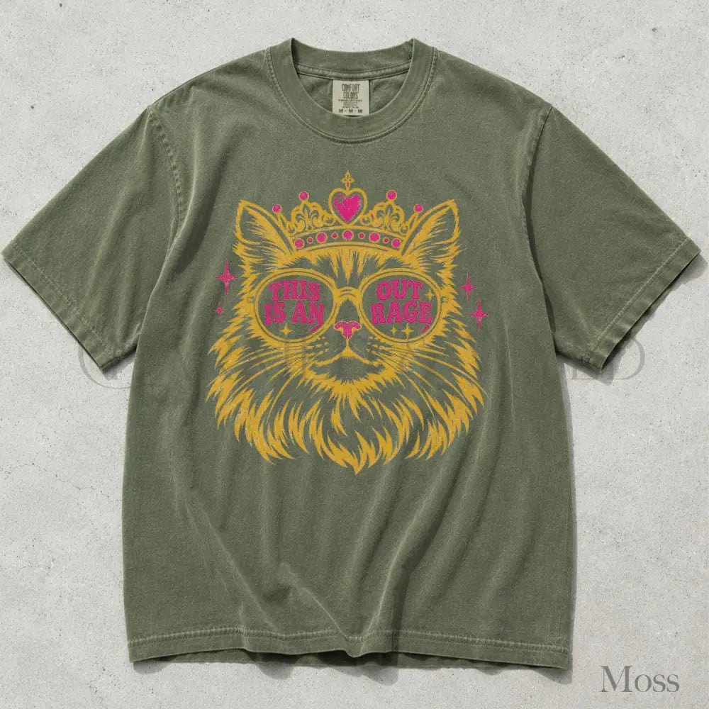 This Is An Outrage Cat Princess Comfort Colors T-Shirt - Moss / S - T-Shirt