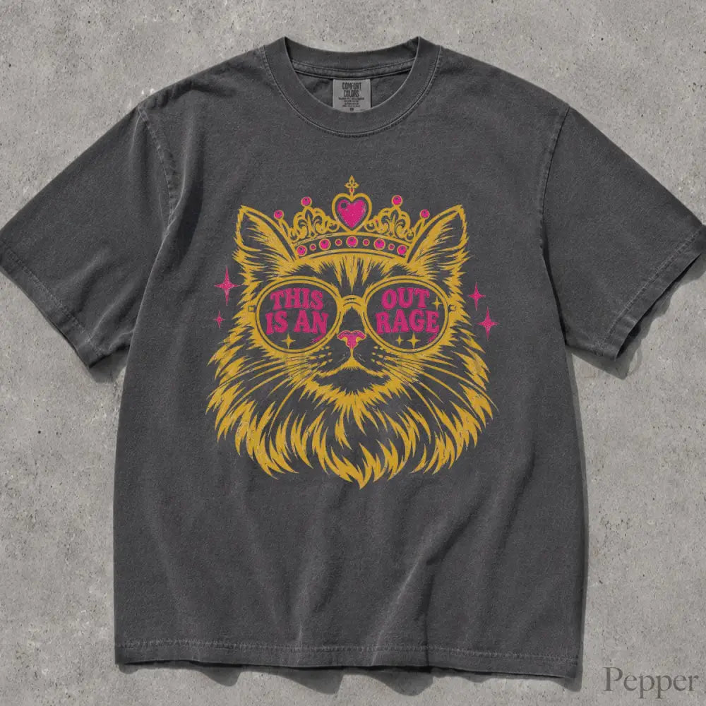 This Is An Outrage Cat Princess Comfort Colors T-Shirt - Pepper / S - T-Shirt