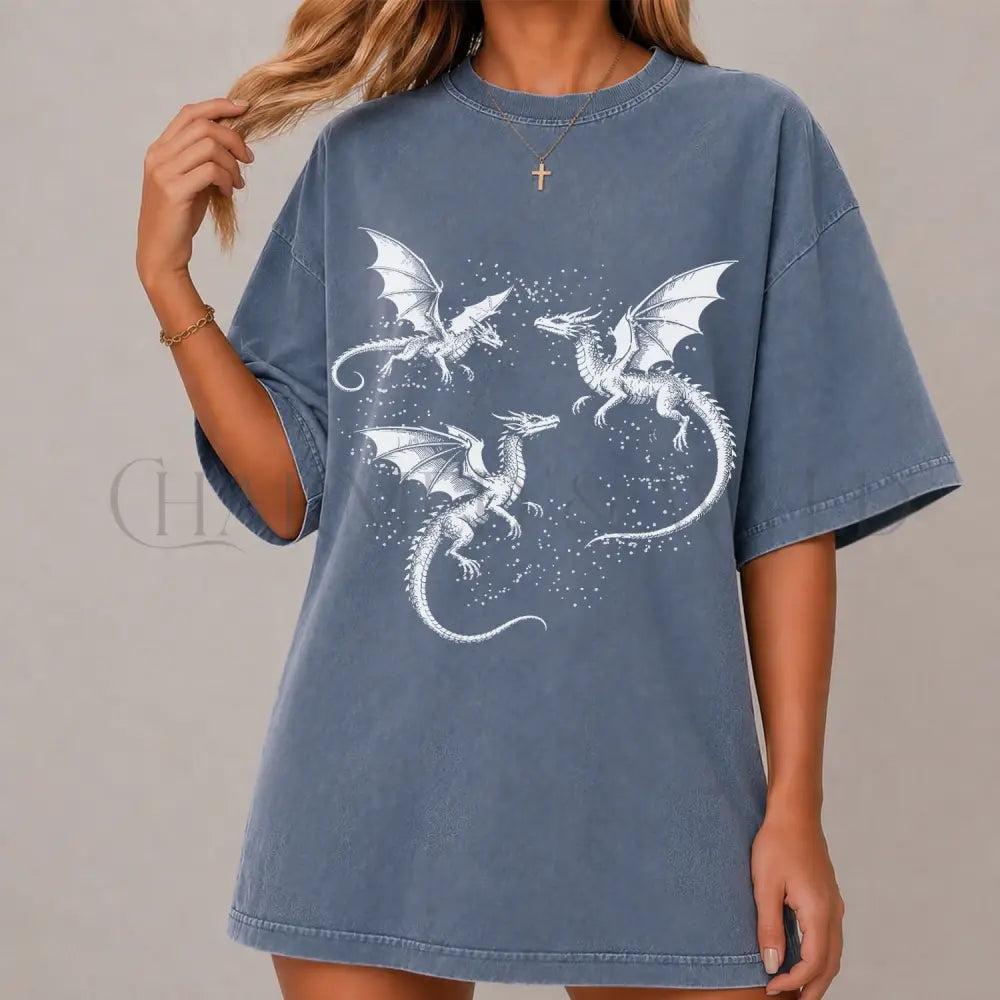 Three Dragons T-Shirt - Blue Jean / S - T-Shirt