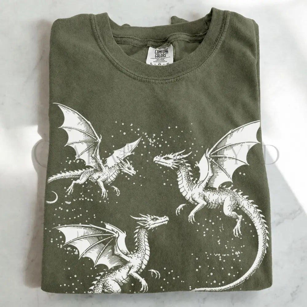 Three Dragons T-Shirt - Moss / S - T-Shirt