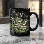 Lily of the Valley Wildflower Black Ceramic Mug