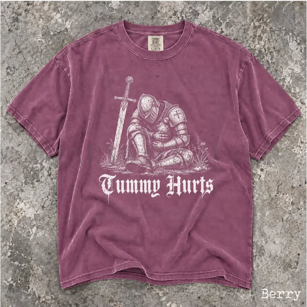 Tummy Hurts Knight Comfort Colors T-Shirt - Berry / S - T-Shirt