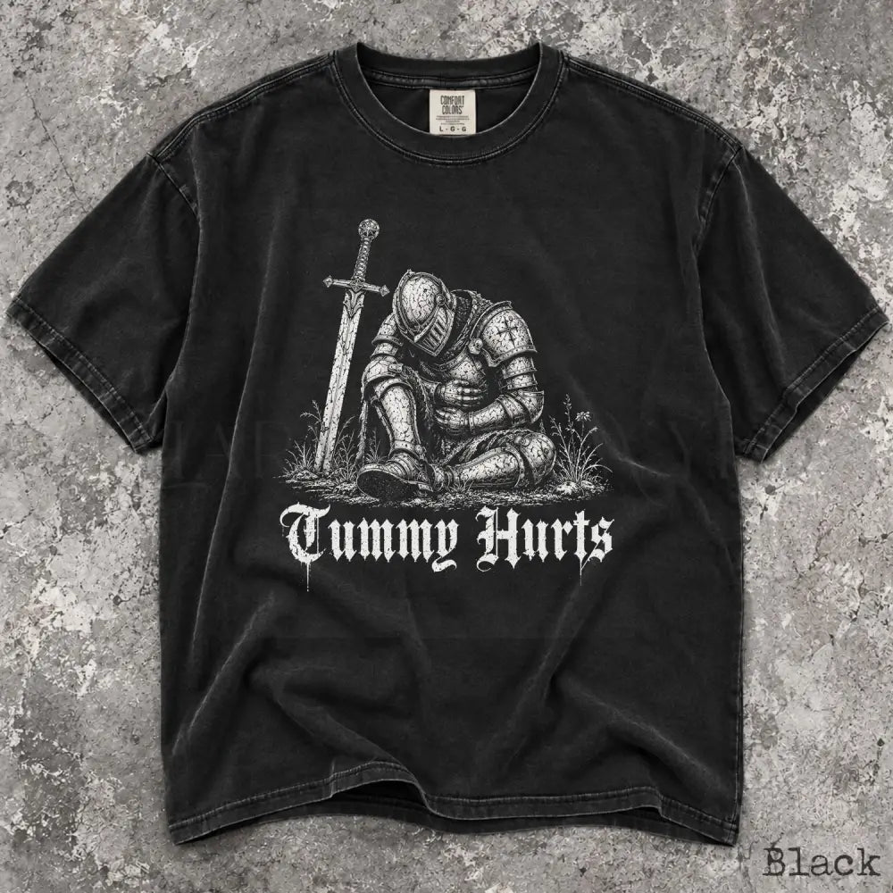 Tummy Hurts Knight Comfort Colors T-Shirt - Black / S - T-Shirt