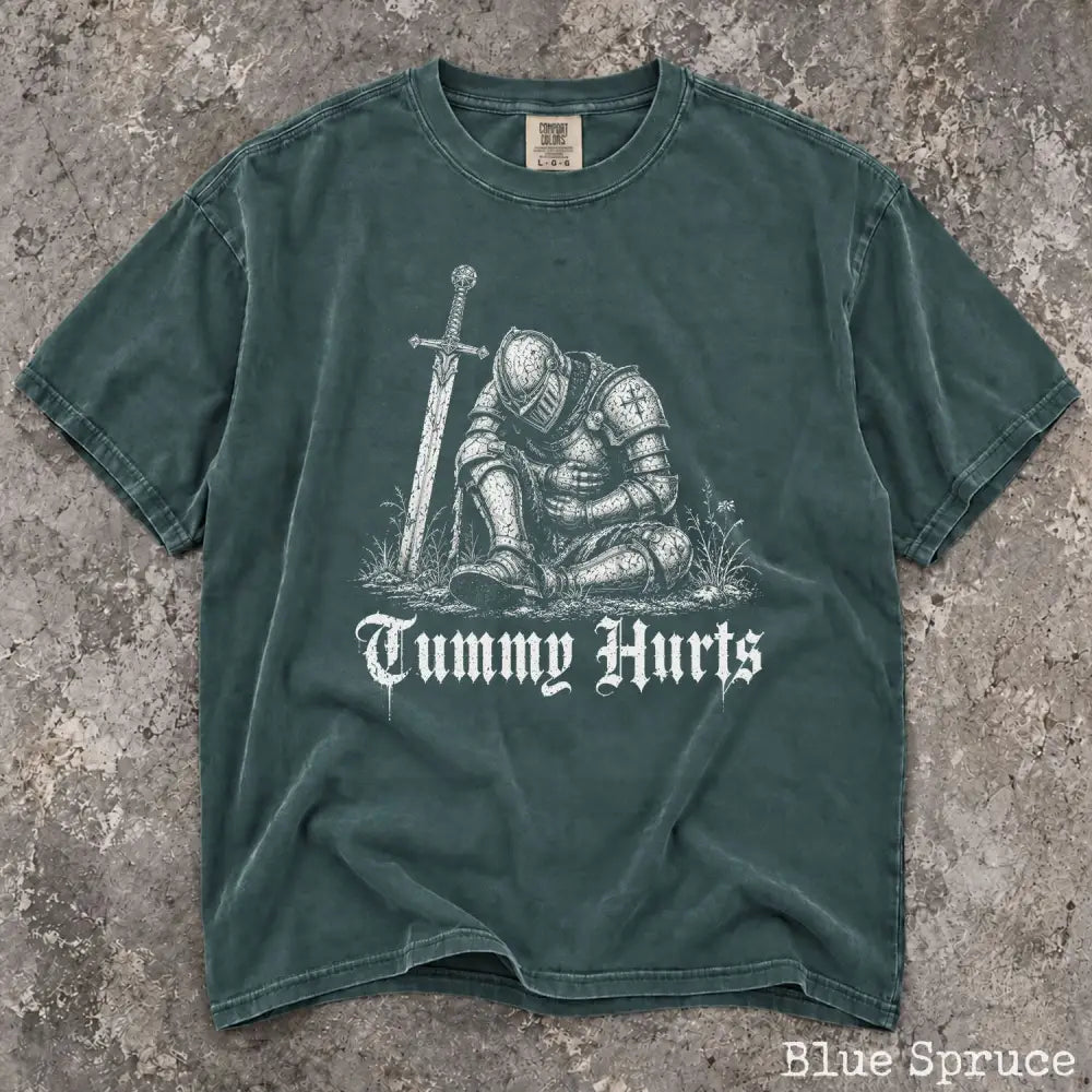 Tummy Hurts Knight Comfort Colors T-Shirt - Blue Spruce / S - T-Shirt