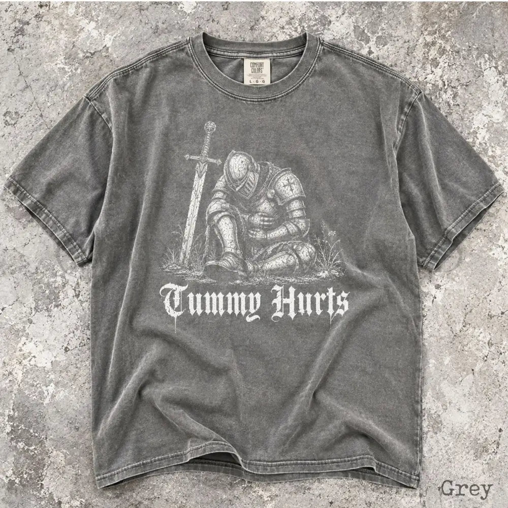 Tummy Hurts Knight Comfort Colors T-Shirt - Grey / S - T-Shirt