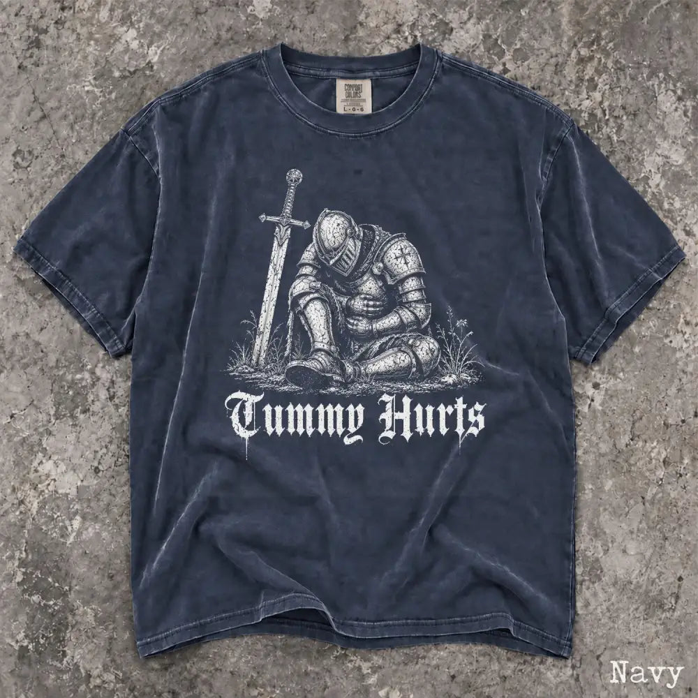 Tummy Hurts Knight Comfort Colors T-Shirt - Navy / S - T-Shirt