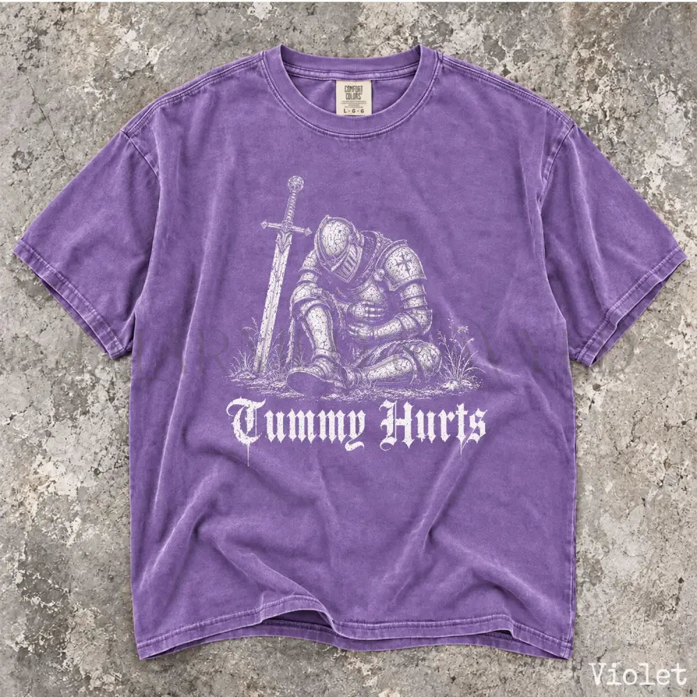 Tummy Hurts Knight Comfort Colors T-Shirt - Violet / S - T-Shirt