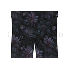 Twilight Lily Floral Biker Shorts - All Over Prints