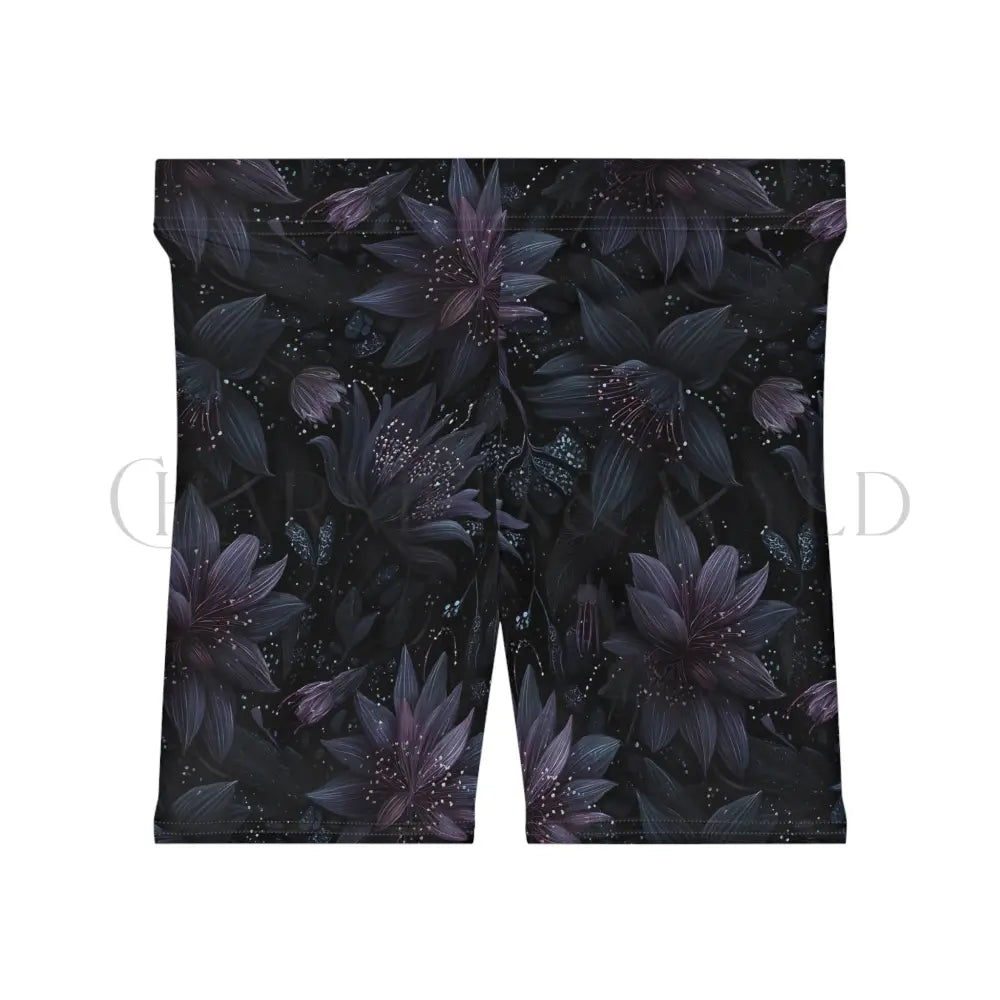 Twilight Lily Floral Biker Shorts - All Over Prints