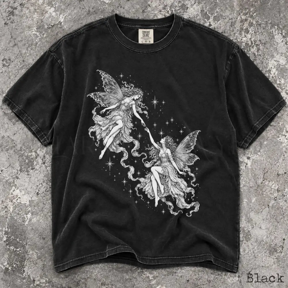 Two Fairies Comfort Colors T-Shirt - Black / S - T-Shirt