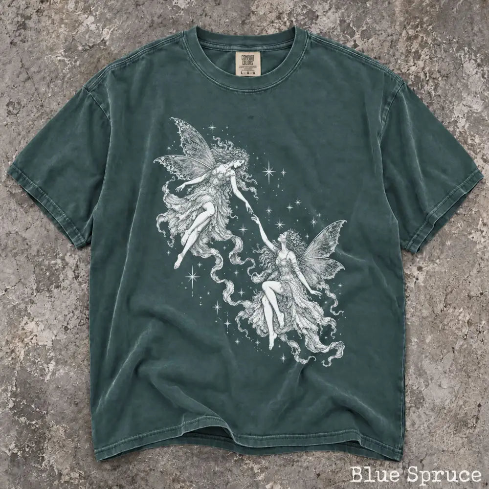 Two Fairies Comfort Colors T-Shirt - Blue Spruce / S - T-Shirt