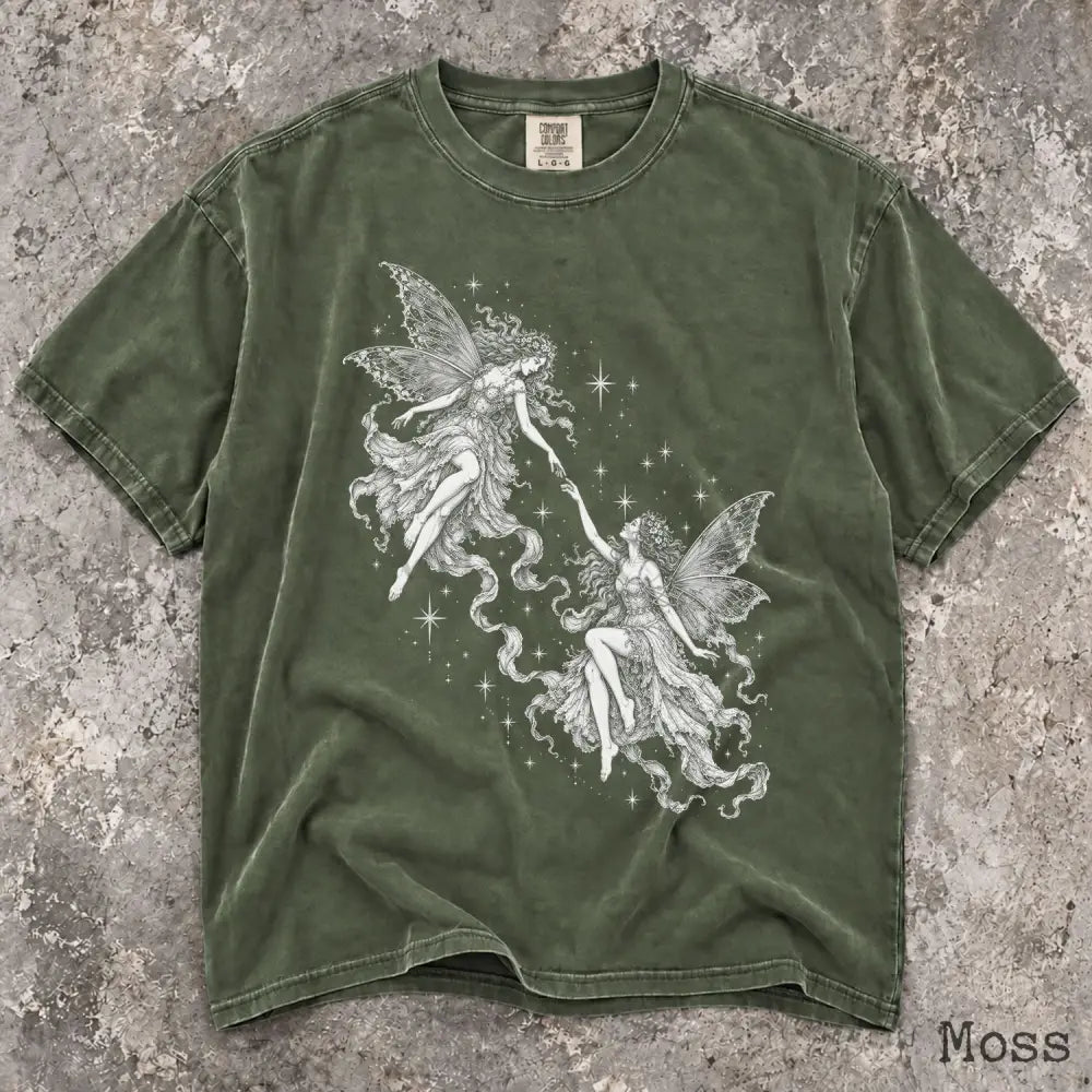 Two Fairies Comfort Colors T-Shirt - Moss / S - T-Shirt