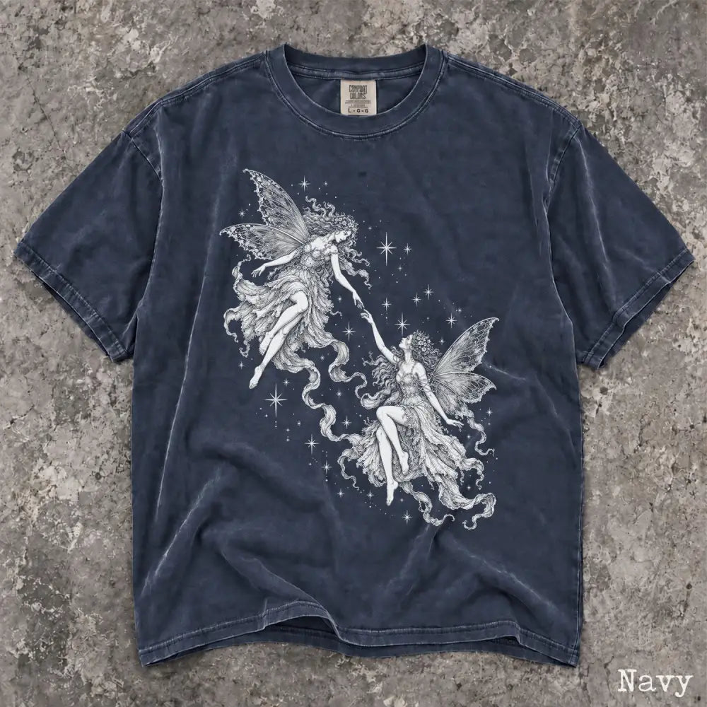 Two Fairies Comfort Colors T-Shirt - Navy / S - T-Shirt