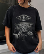 Cat UFO Graphic T-Shirt