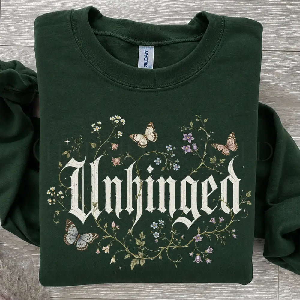 Unhinged Wildflower Sweatshirt - Forest Green / S - Sweatshirt