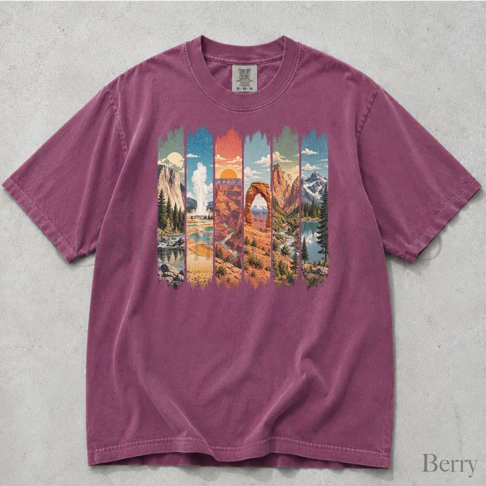 USA National Parks Comfort Colors T-Shirt - Berry / S - T-Shirt