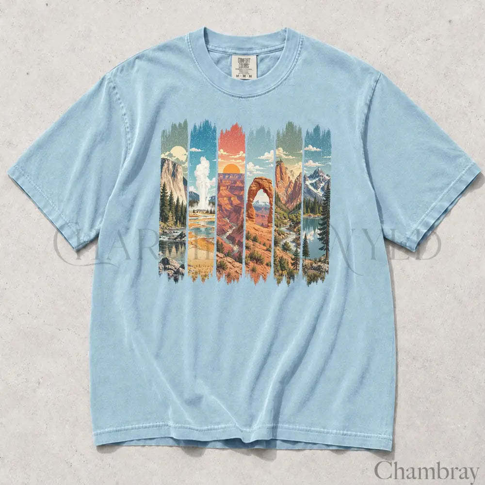 USA National Parks Comfort Colors T-Shirt - Chambray / S - T-Shirt