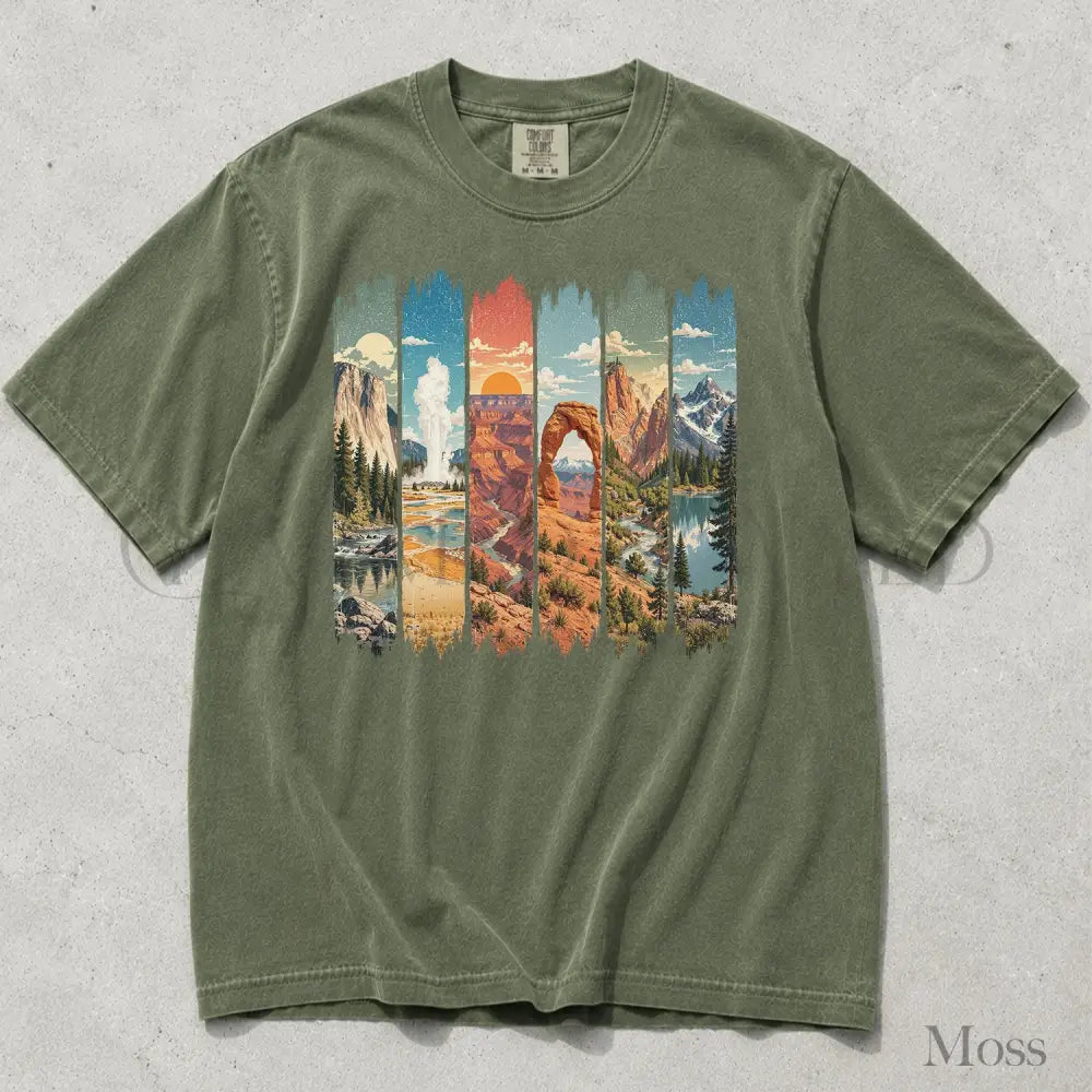 USA National Parks Comfort Colors T-Shirt - Moss / S - T-Shirt