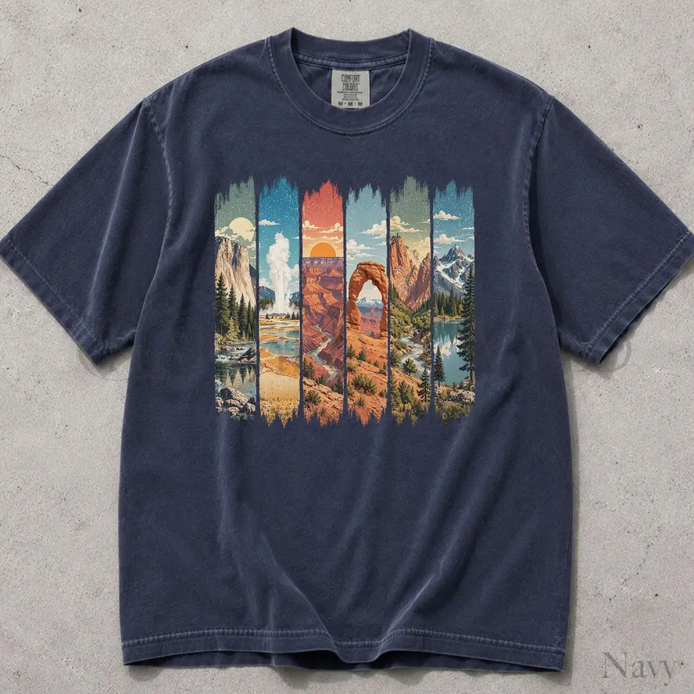 USA National Parks Comfort Colors T-Shirt - Navy / S - T-Shirt
