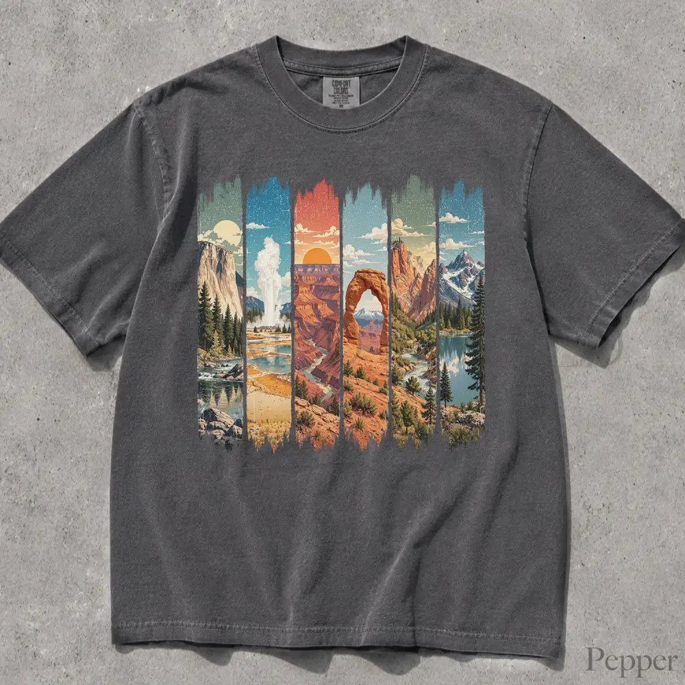 USA National Parks Comfort Colors T-Shirt - Pepper / S - T-Shirt