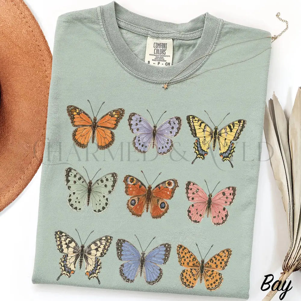 Vintage Butterfly Comfort Colors Shirt - Bay / S - T-Shirt