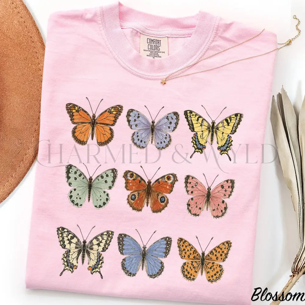 Vintage Butterfly Comfort Colors Shirt - Blossom / S - T-Shirt