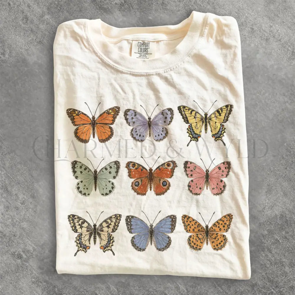 Vintage Butterfly Comfort Colors Shirt - Ivory / S - T-Shirt