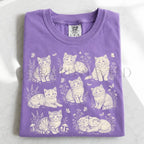 Vintage Cat Collage T-Shirt - Violet / S - T-Shirt