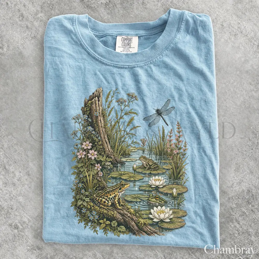 Vintage Frog Pond Comfort Colors T-Shirt - Chambray / S - T-Shirt