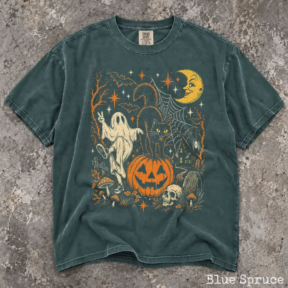 Vintage Halloween Retro Comfort Colors T-Shirt - Blue Spruce / S - T-Shirt